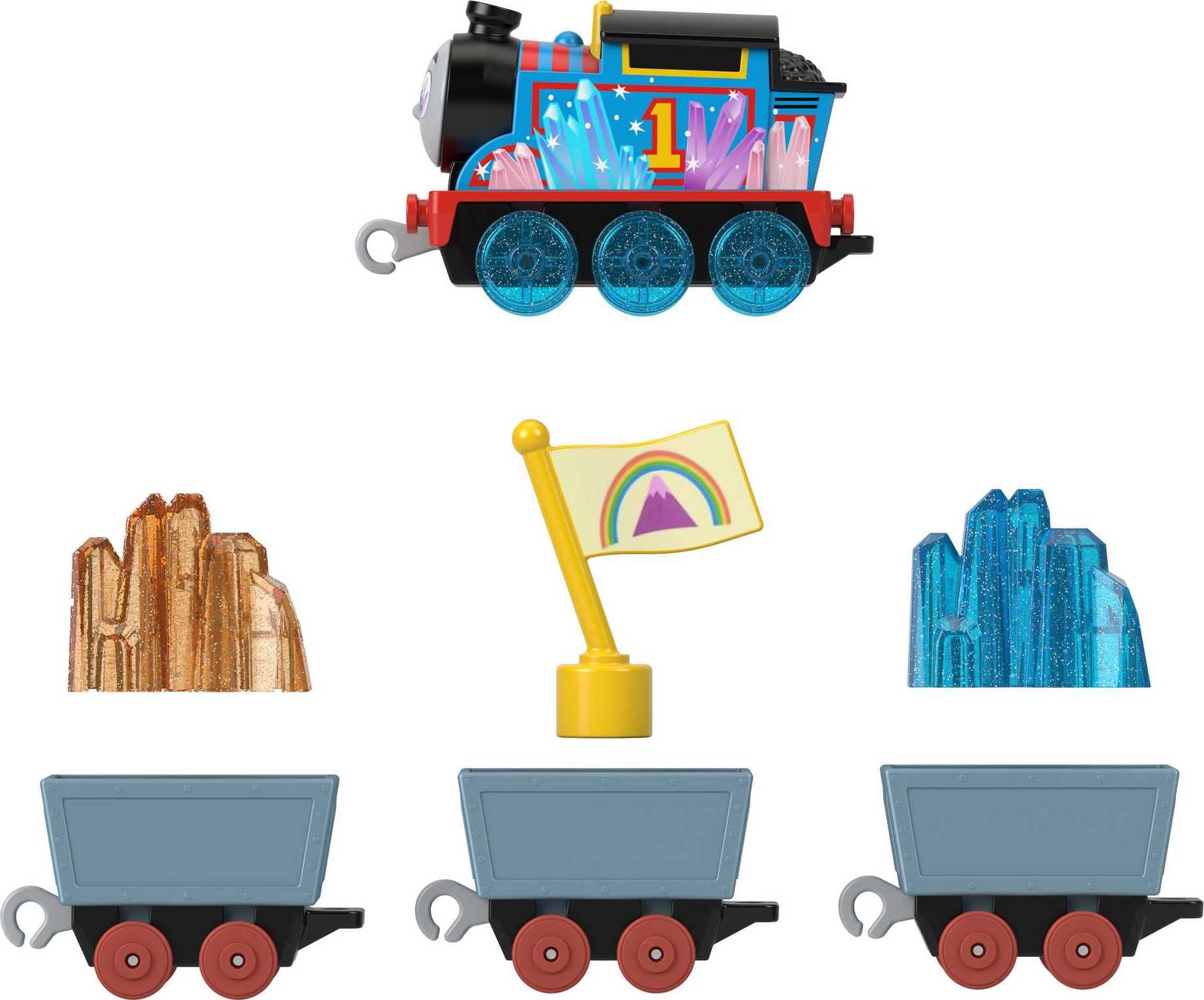 Thomas & Friends diecast crystal cargo track-compatible trains fit familiar layouts.