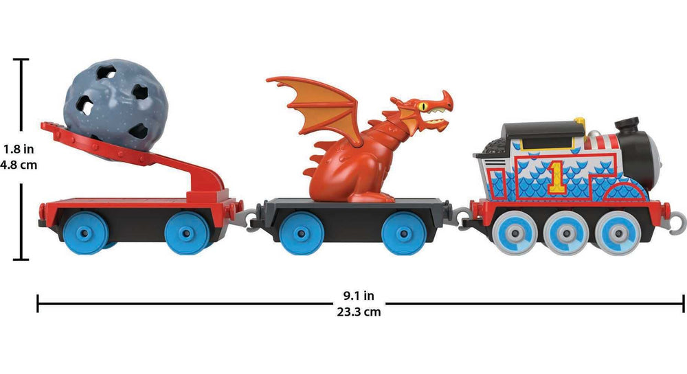Medieval Thomas with boulder launcher ready for action-packed pretend launches