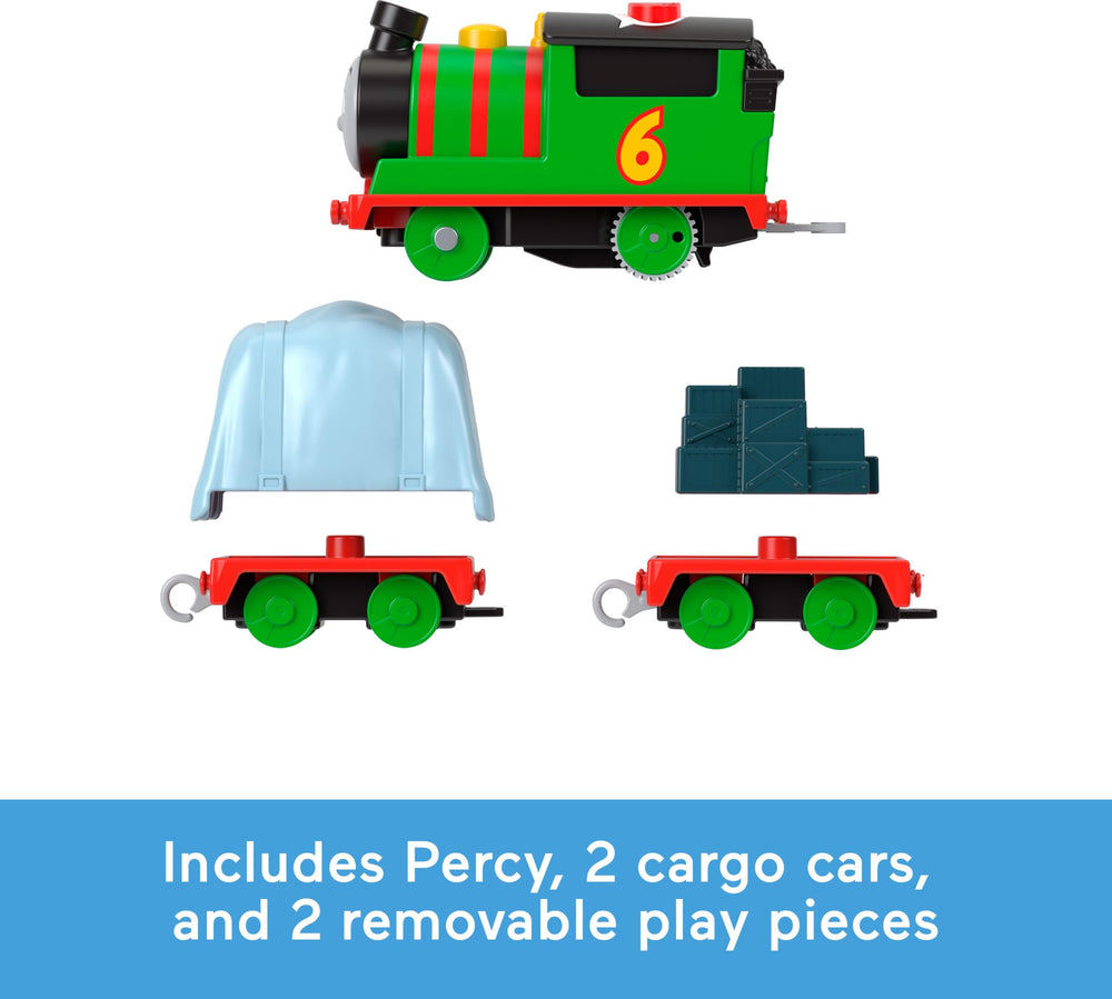 Thomas & Friends Percy loading/unloading action, supports fine motor play.