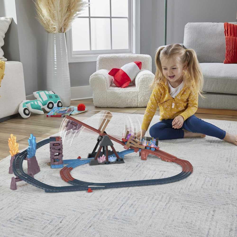 Thomas & Friends train racing through crystal caves fuels storytelling and focus.