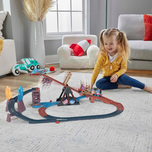 Thomas & Friends train racing through crystal caves fuels storytelling and focus.