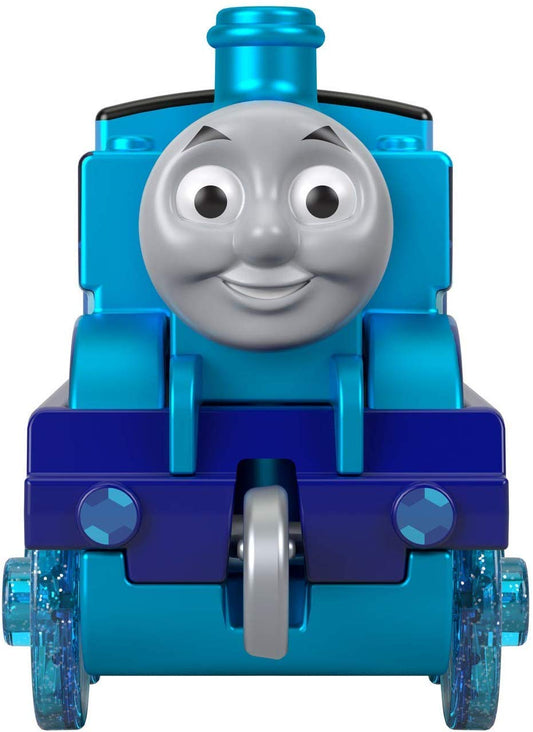 Thomas & Friends engine shows a shiny blue body and sparkly wheels for dazzling display and smooth rolling.