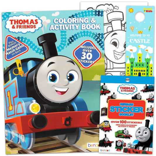 Thomas & Friends coloring book cover, vibrant and inviting for kids' creativity