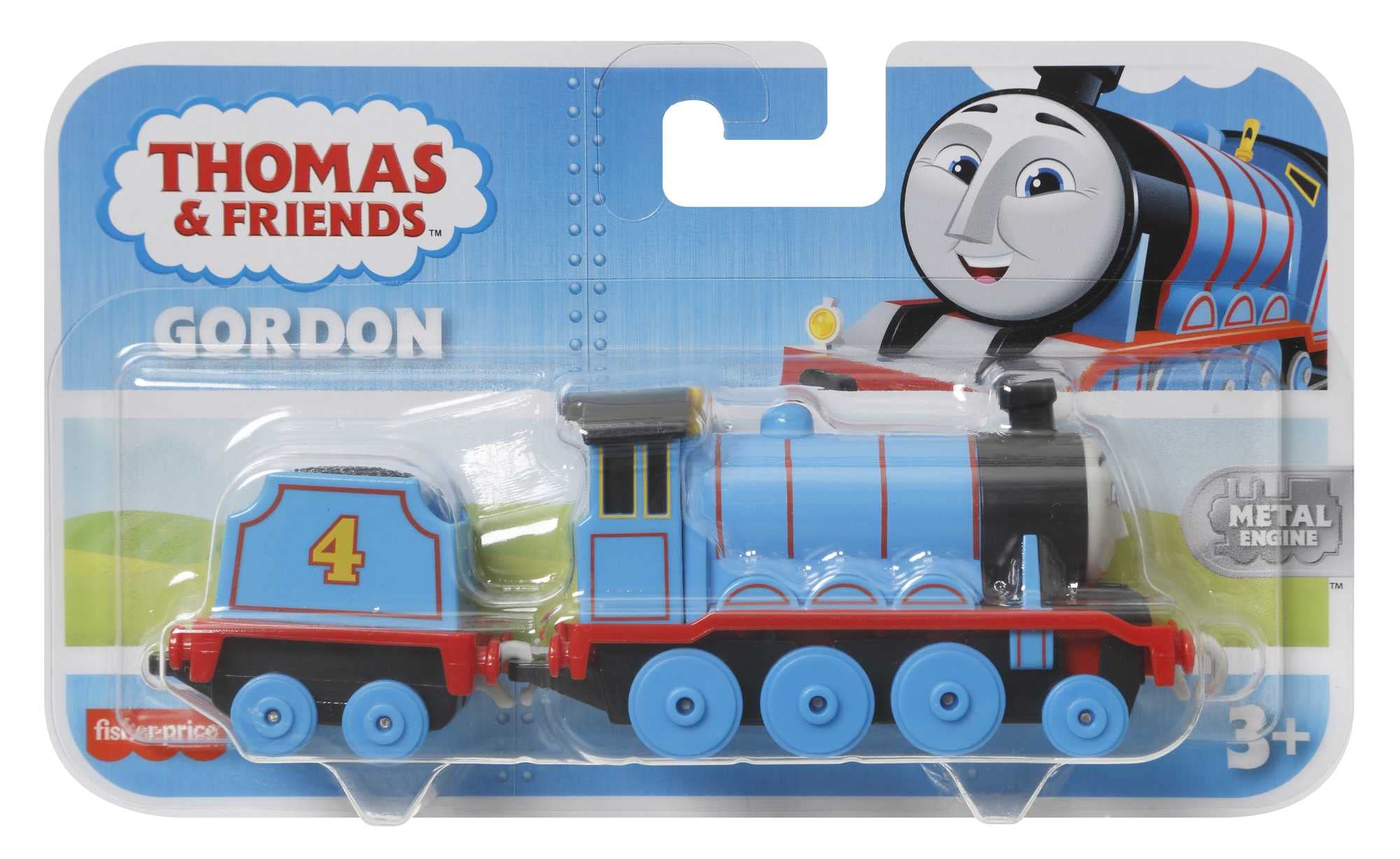 Gift-ready THOMAS AND FRIENDS Gordon engine for ages 3 and up.