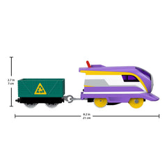 Kana cargo car and passenger coaches for track-based adventures.