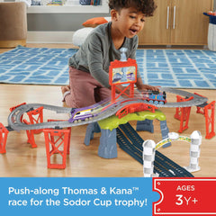 Thomas & Friends lever action triggers engines racing toward the trophy.