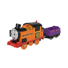 Thomas & Friends Nia battery-powered engine on track for imaginative pretend play.