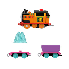 Thomas & Friends Nia with cargo car demonstrates loading and unloading fun.