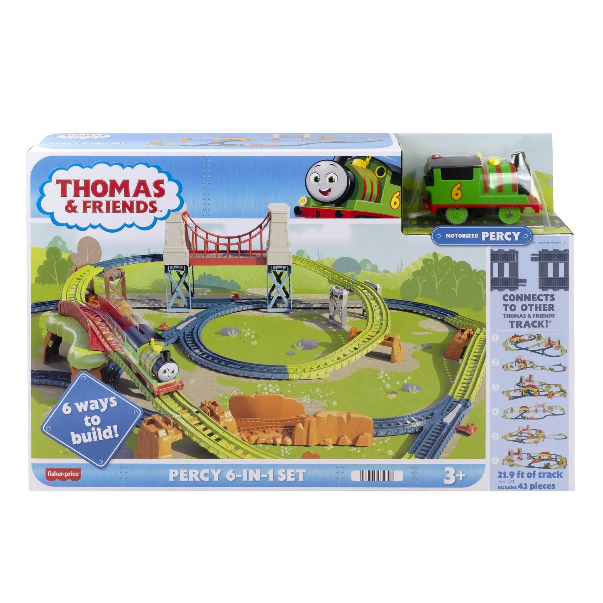 Thomas and Friends Percy builds six track layouts for varied play possibilities.