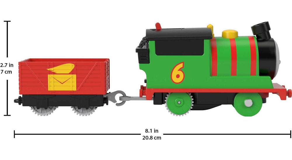 Percy engine racing along track for imaginative play