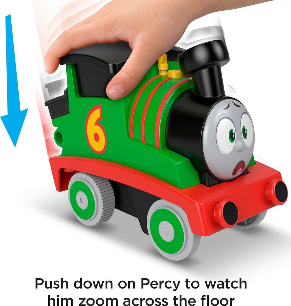 Thomas & Friends Percy engine action shot shows zoom and wheelie.