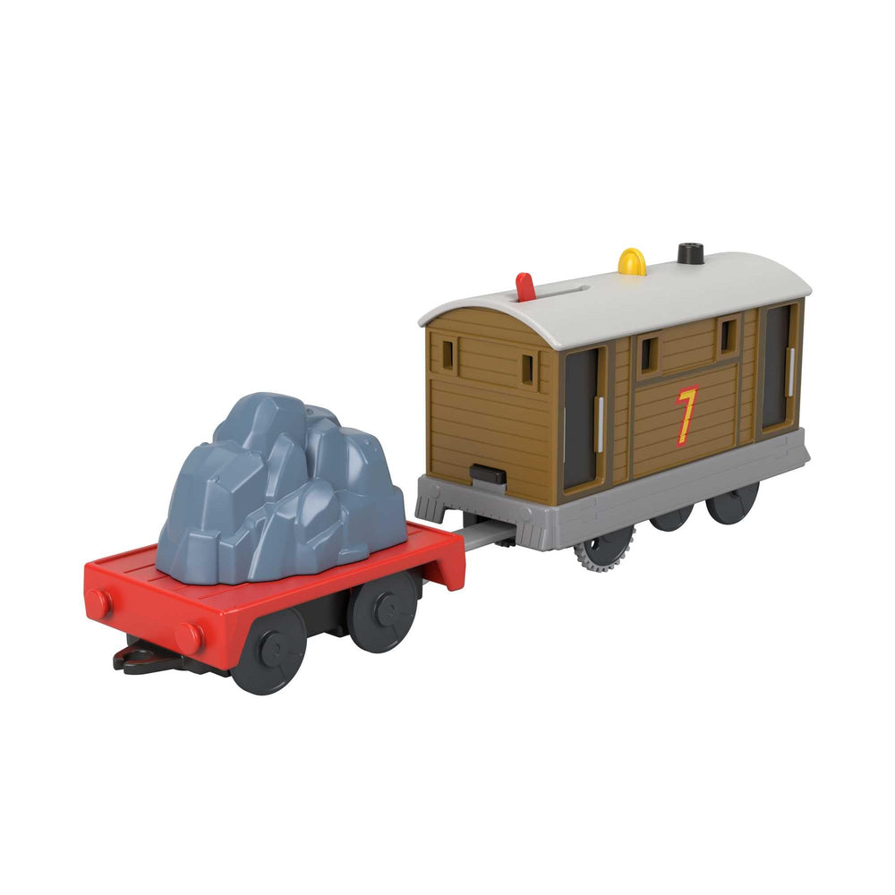 Thomas & Friends Toby motorized action in motion on the rails.
