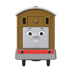Thomas & Friends Toby cargo wagon attached for dynamic rail adventures.