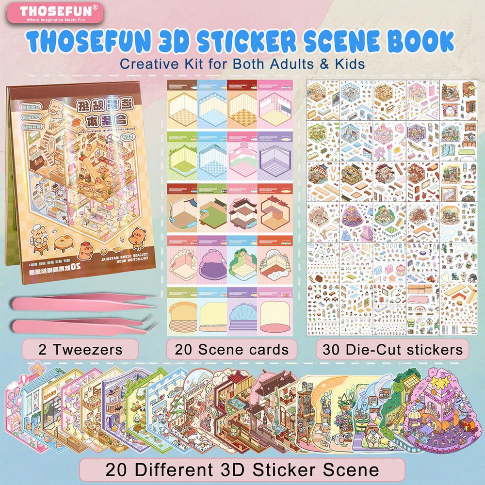 THOSEFUN 3D Sticker Scene Book amusement park scene image in vibrant color