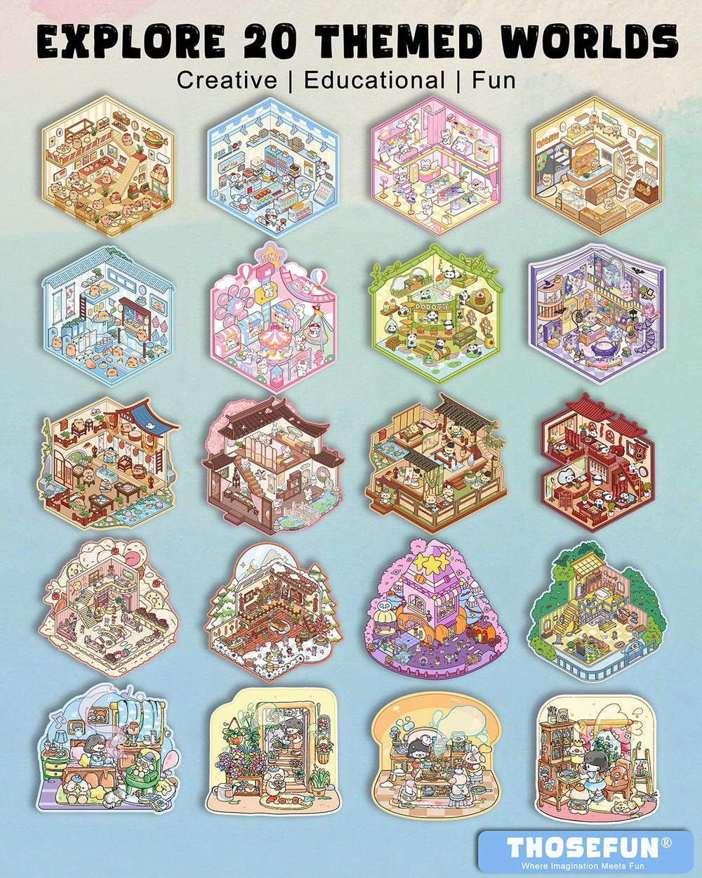 THOSEFUN 3D Sticker Scene Book background board 1 image showing color foundations