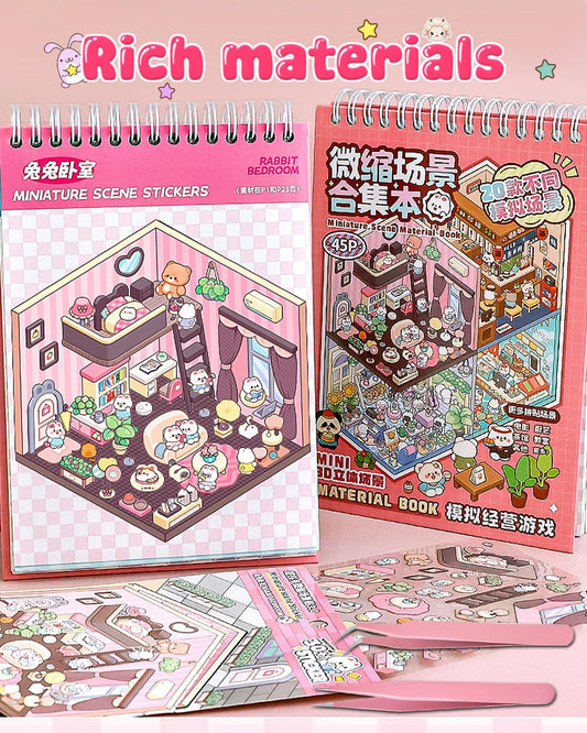 THOSEFUN 3D sticker scene book inside-pages with detailed scenes for mindful hobbies
