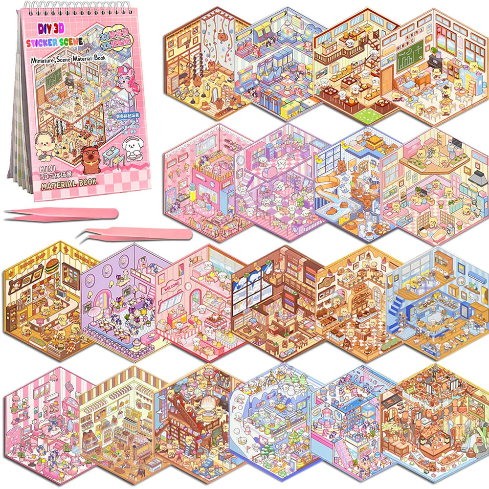 THOSEFUN 3D house miniature scene stickers for personalized desk decor and calming crafting