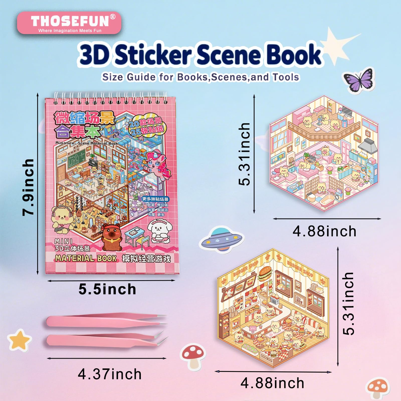 THOSEFUN 3D supermarket scene stickers add color to spaces while inspiring creative organizing