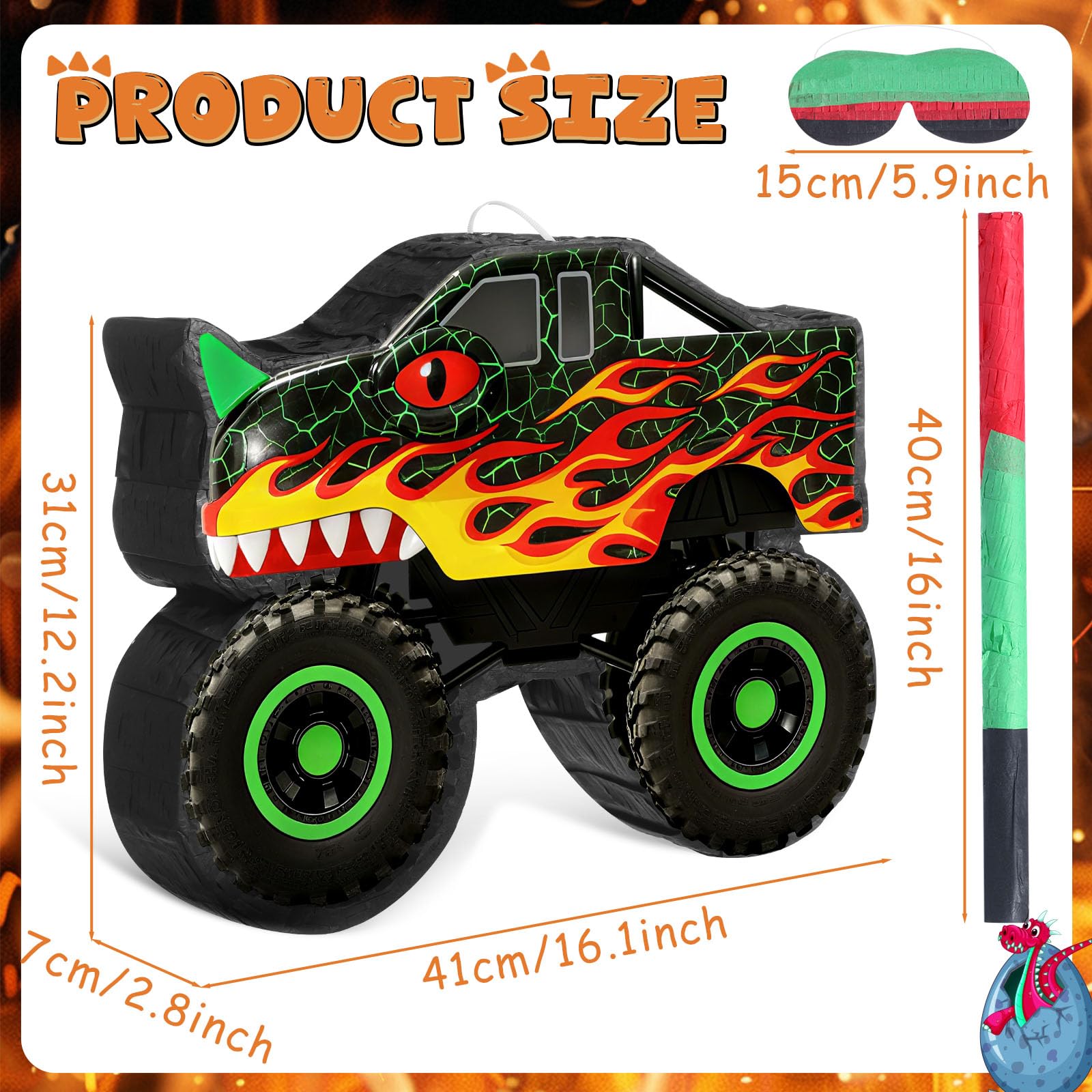 Threan pinata with stick ready for fun, safe family game.
