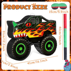 Threan pinata with stick ready for fun, safe family game.