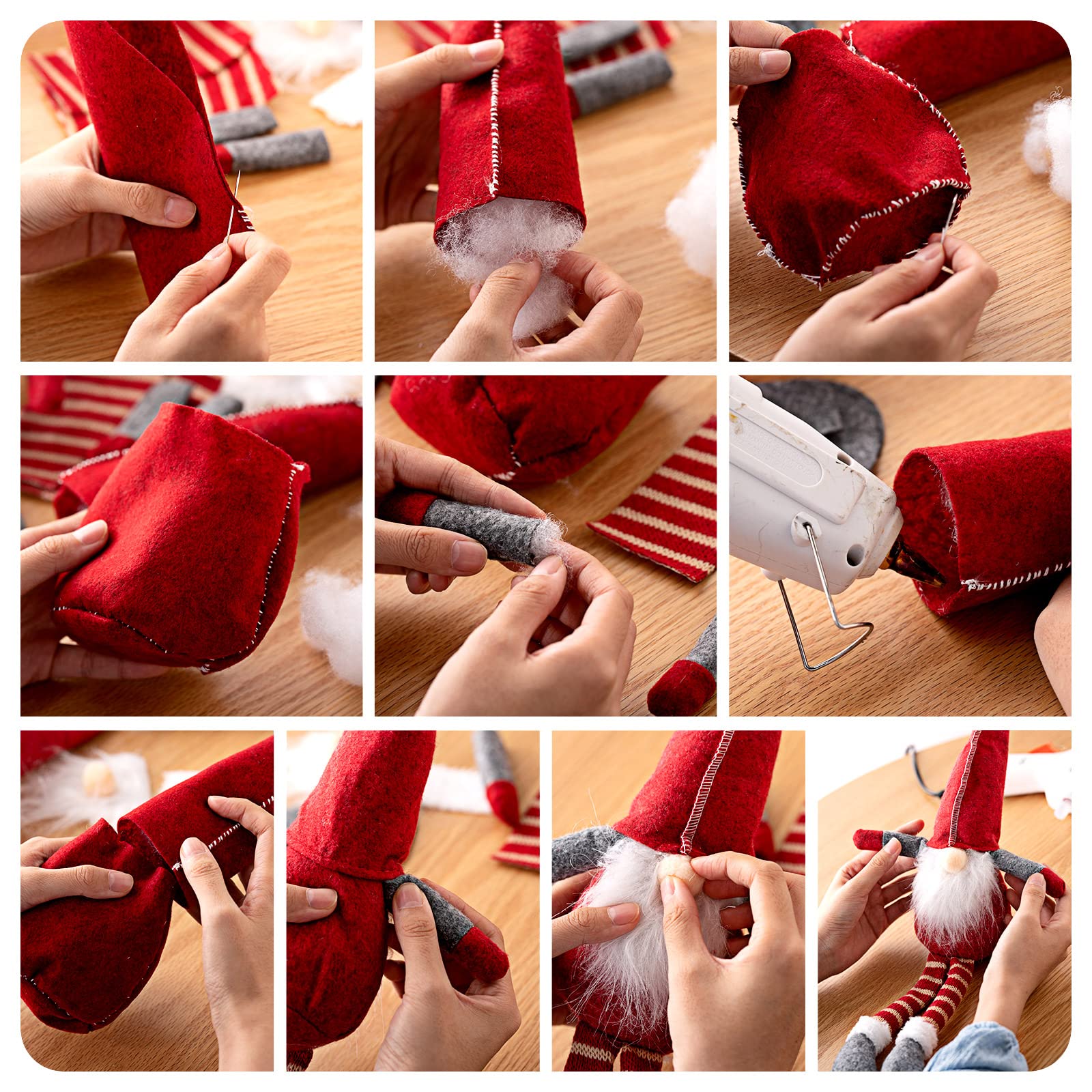 Threan gnome dolls in bright colors for festive decor