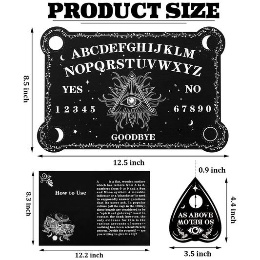 Threan wooden spirit talking board with planchette for mysterious consultations