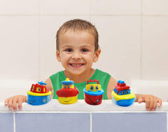 Bright magnetic boats by 3 Bees & Me connect in the tub for coordinated play