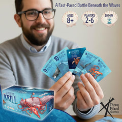 Three Nail Games Go for the Krill card art closeup, vibrant underwater scenes for kid-friendly play.