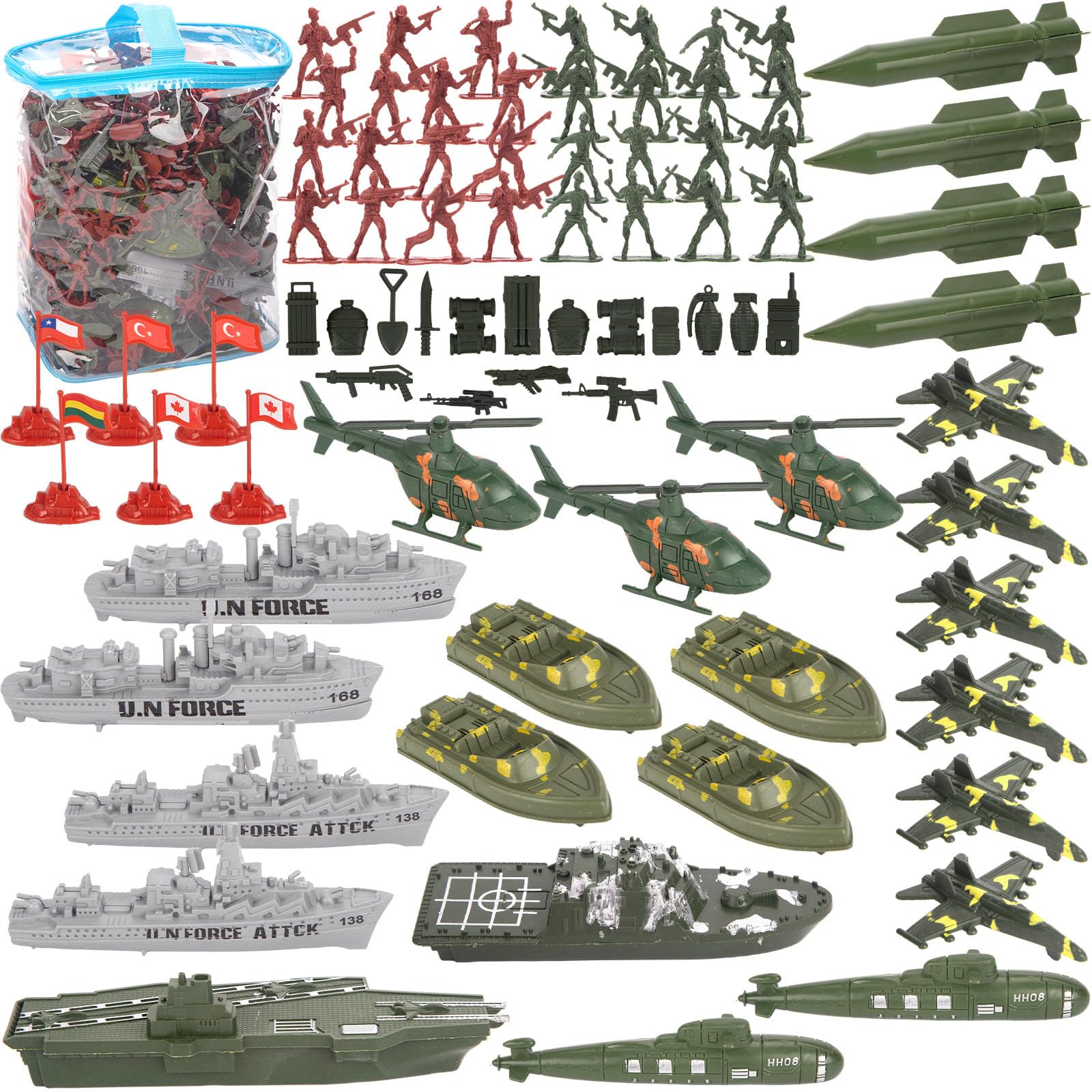 Three Otters army men battle set bag shows soldiers for imaginative play