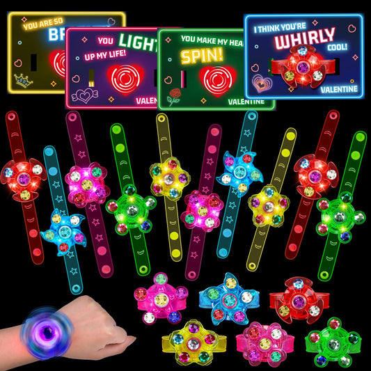 Thremhoo 24pcs light-up fidget bracelets glow for classroom fun and party vibes.