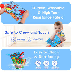Thremhoo crocodile crinkle page adds gentle rustle for auditory cues.
