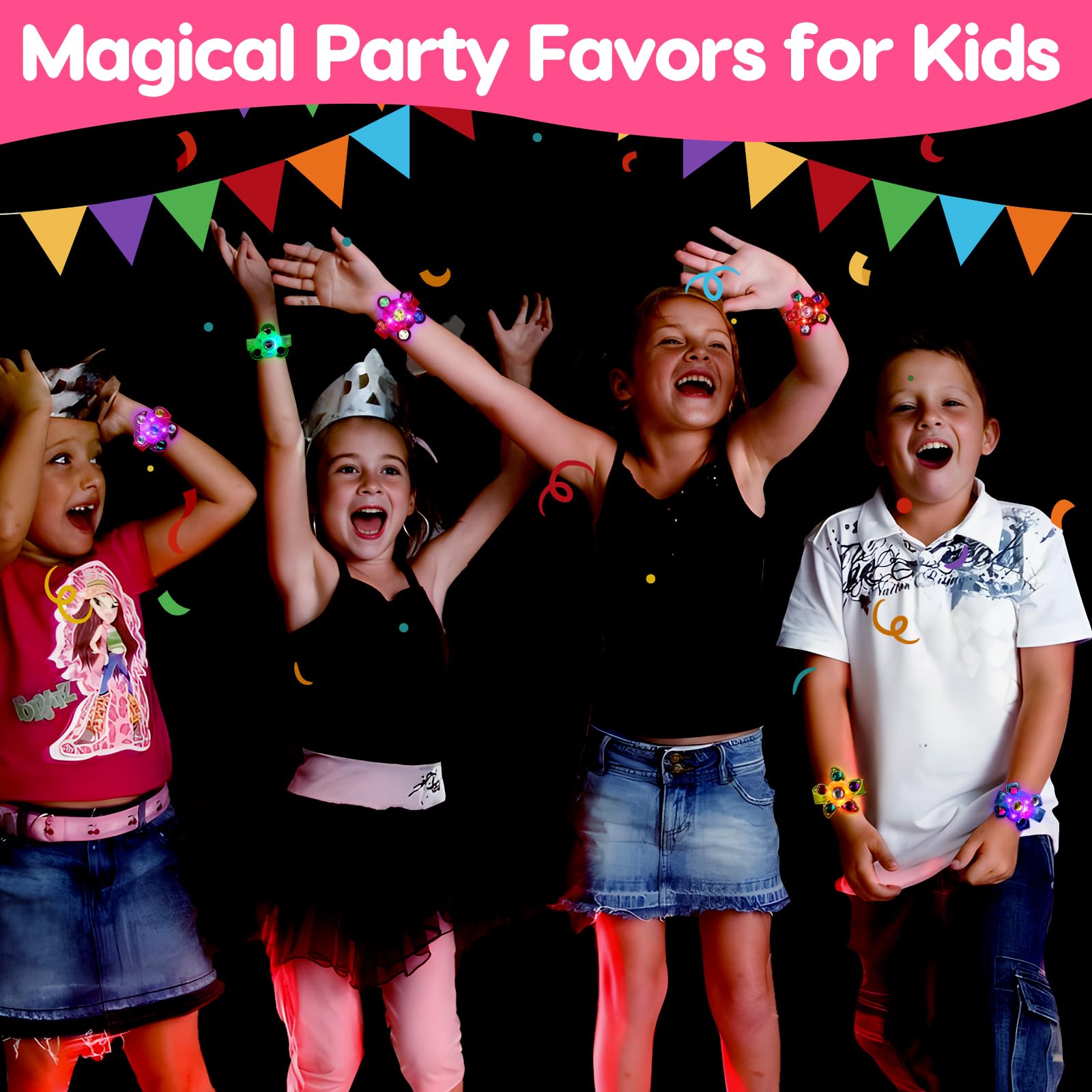 Thremhoo colorful light up bracelets spin with LED glow for play