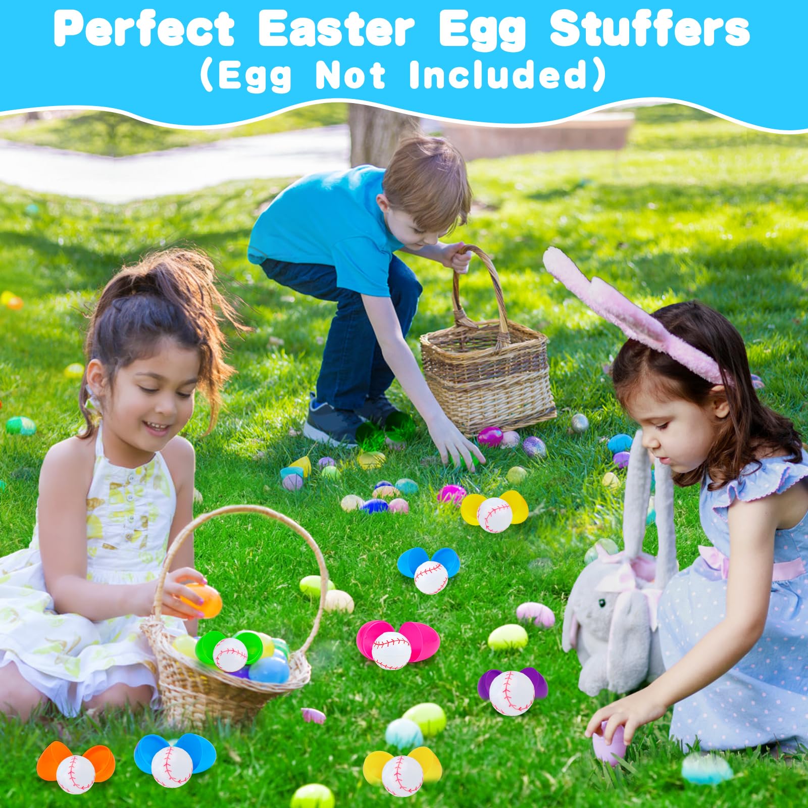 Thremhoo Easter egg fillers baseball toys fit baskets and hunts.