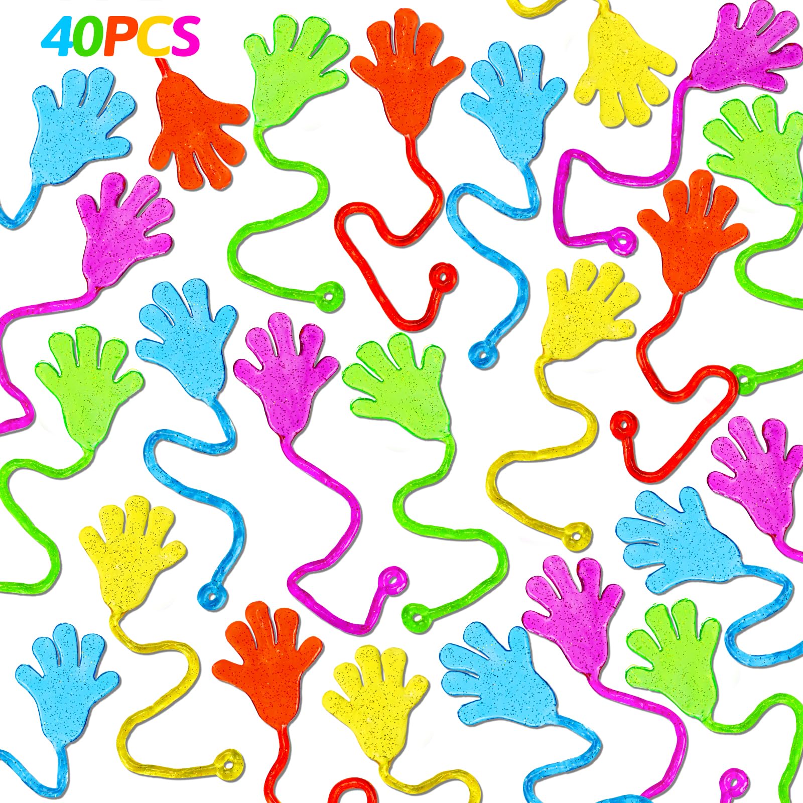 Thremhoo glitter sticky hand in bright colors for party favors and versatile play.