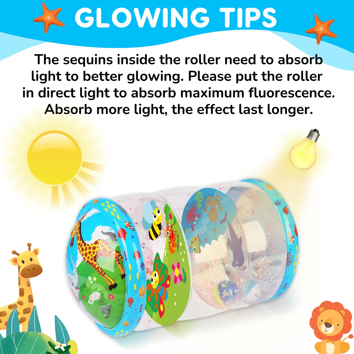 Thremhoo glow-in-the-dark sequins attract curiosity during tummy time.