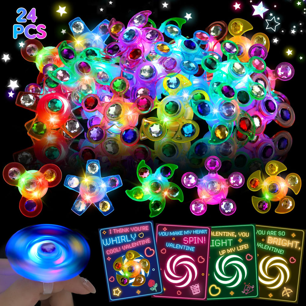Thremhoo LED spinner ring red close-up, ideal for classroom Valentine exchanges and party favors.