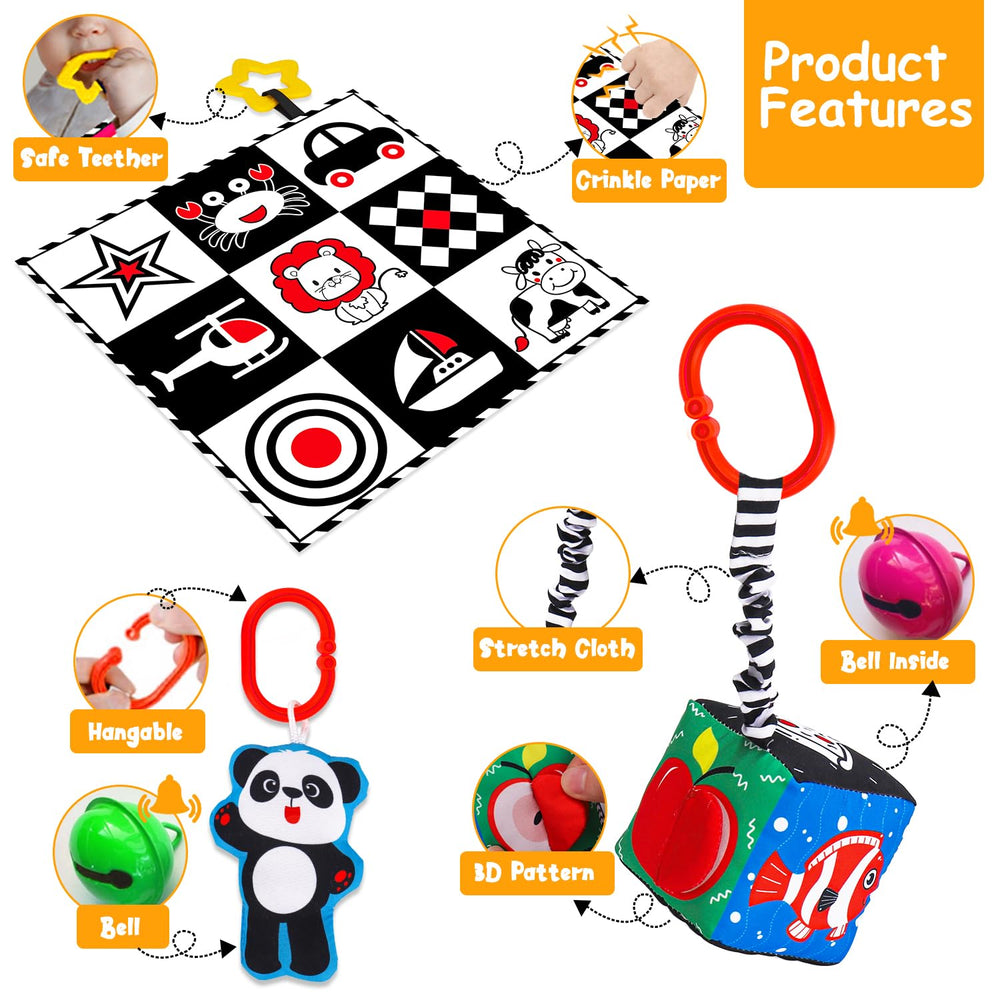 Thremhoo tummy-time mat with crinkle paper for exploring movement