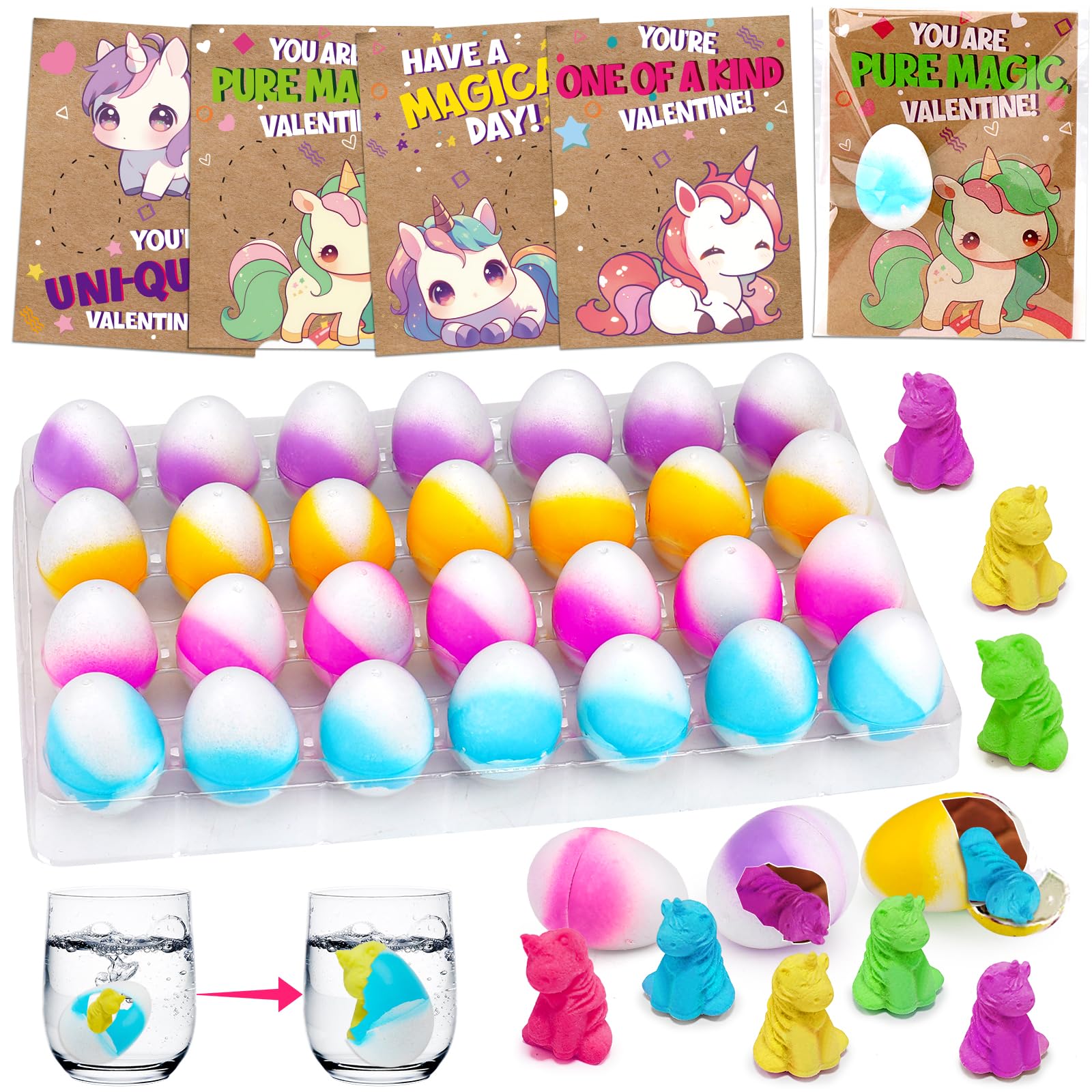 Thremhoo unicorn eggs set for classroom valentine exchanges