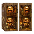 THRIVINGIVAN Book Nook Kit assembly highlights a detailed mini bookshelf for personalized decor