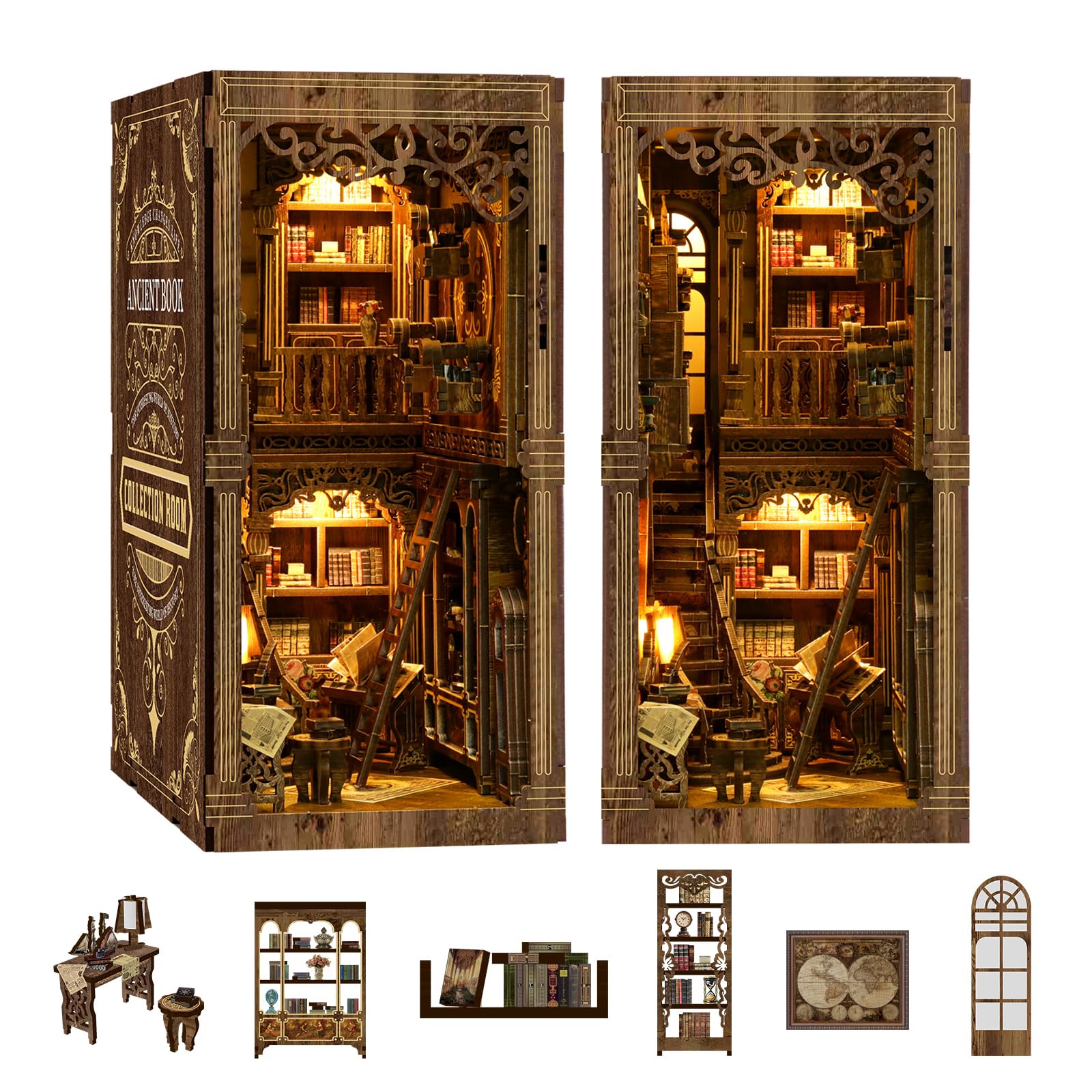 THRIVINGIVAN Book Nook Kit shelf decor creates a cozy reading corner centerpiece