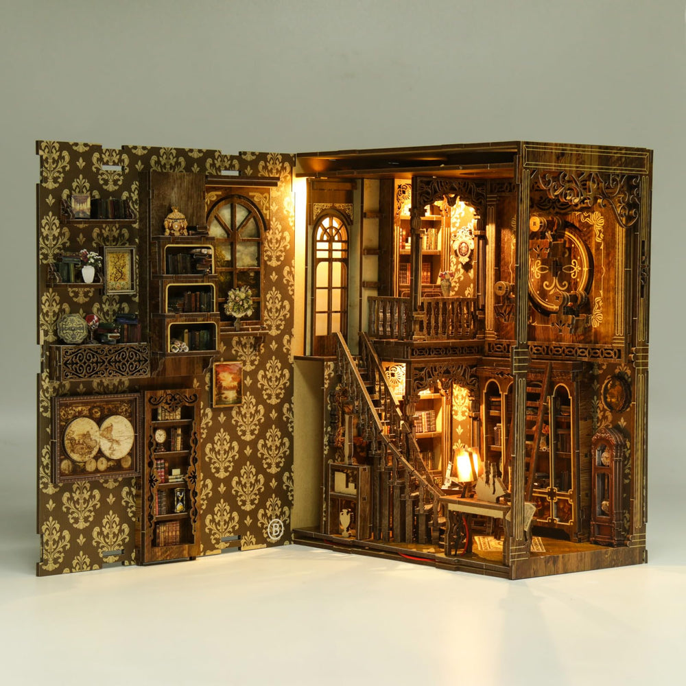 THRIVINGIVAN Book Nook Kit dollhouse accessory brings charm to bookcase decor