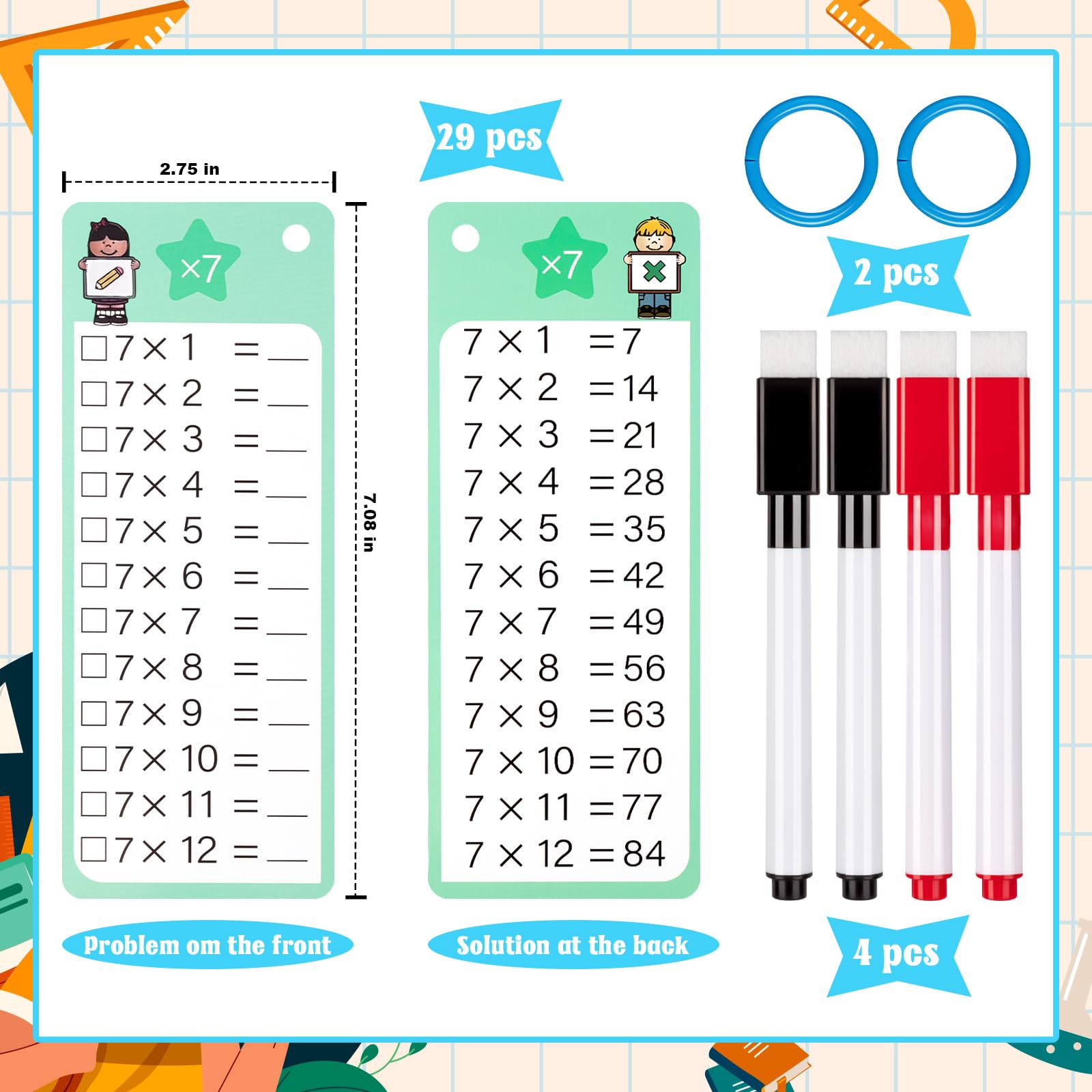 THSLSFX 29Pcs flash cards division to build steady calculation skills
