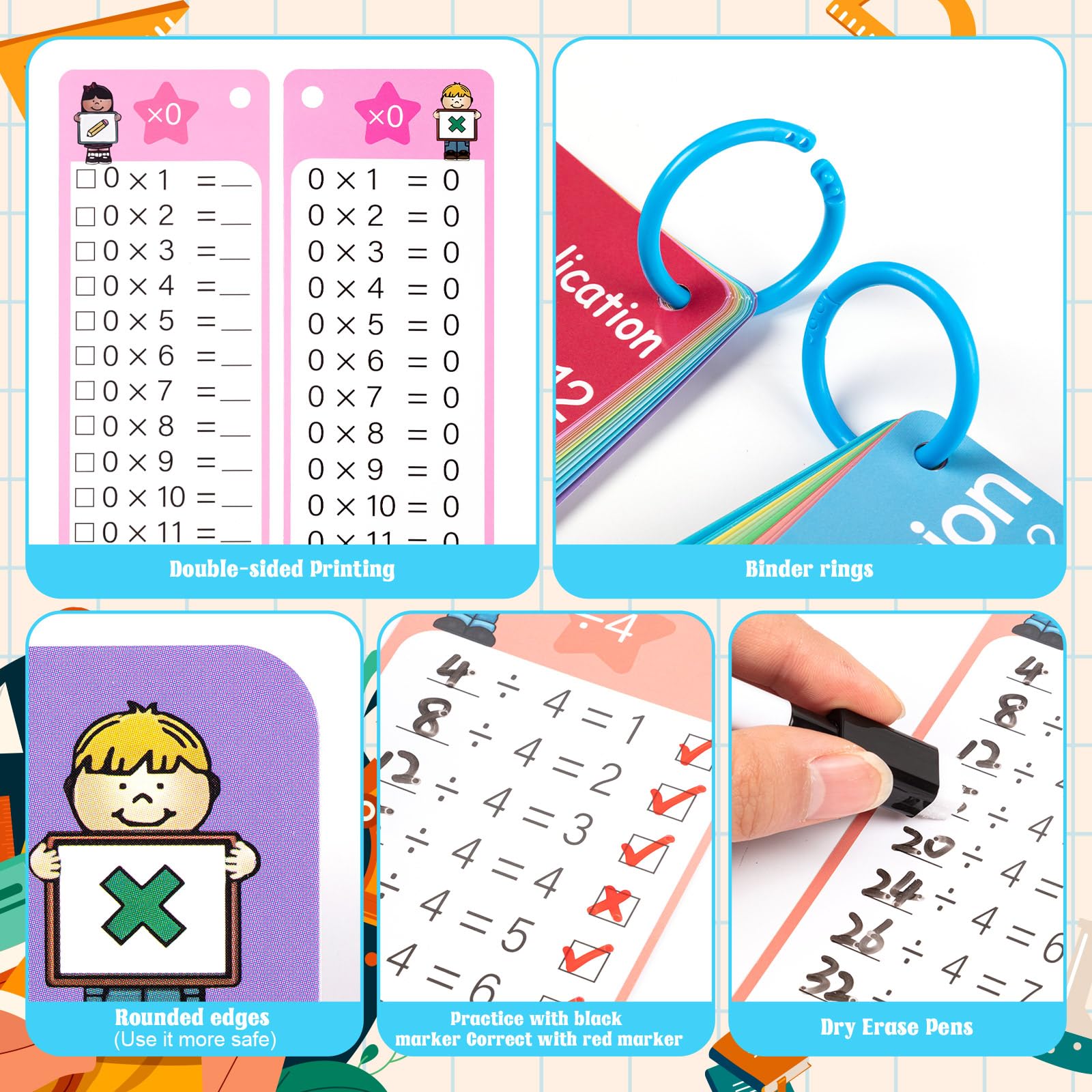 THSLSFX dry erase pens set enabling reusable practice and instant feedback