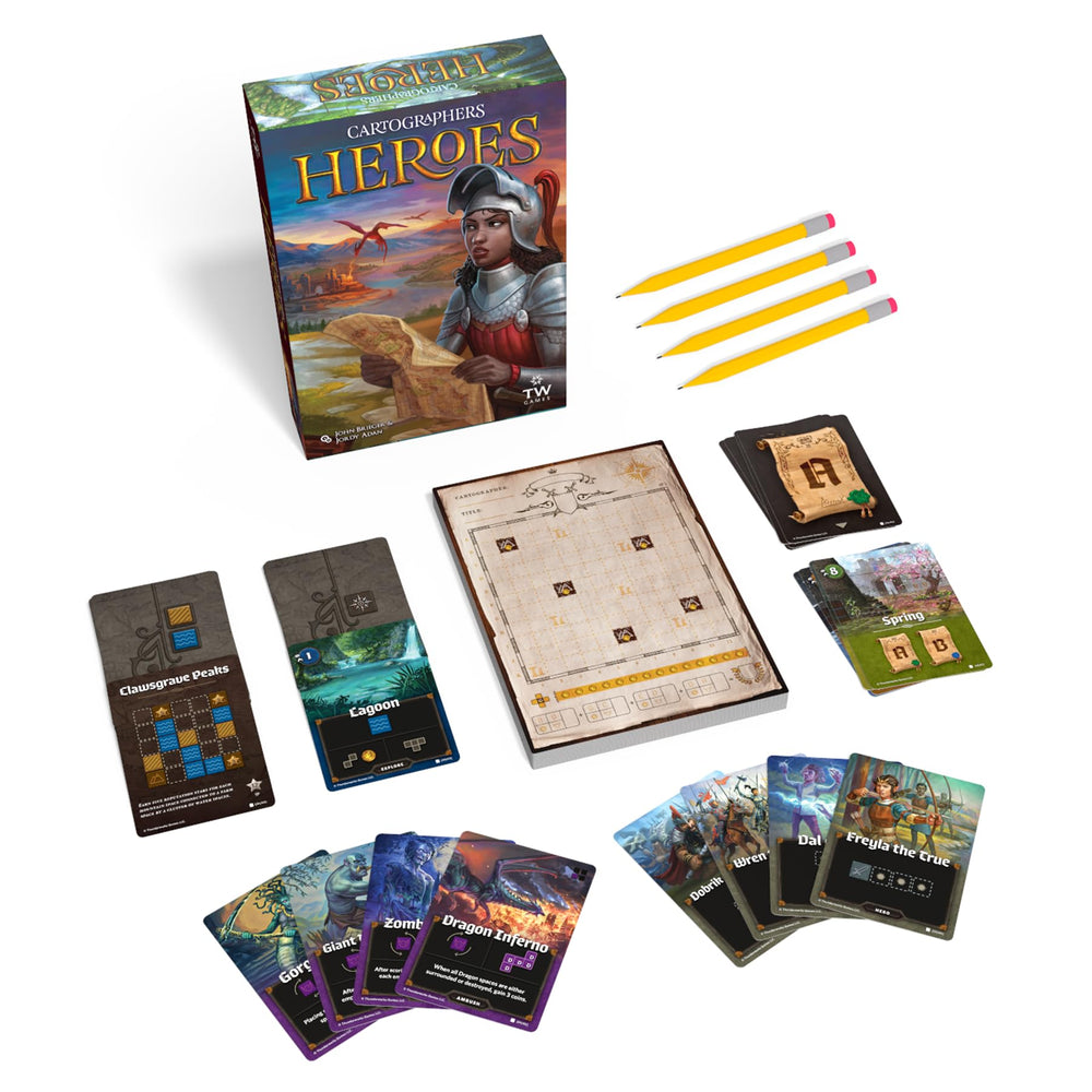 Thunderworks Cartographers Heroes hero cards introduce dynamic strategy and protection against ambushes