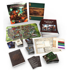 Thunderworks Roll Player Adventures spread shows characters and pre-generated heroes for quick setup.