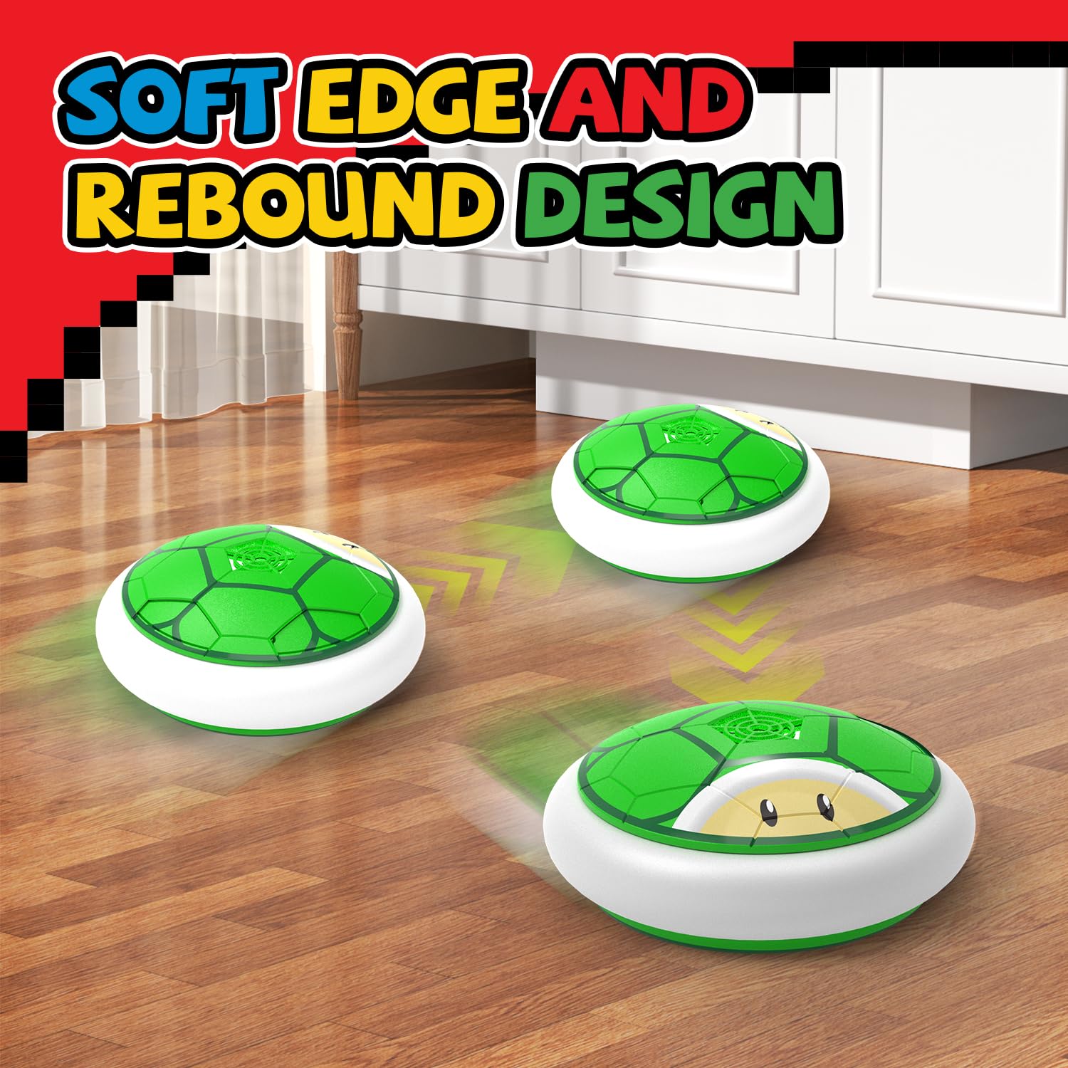 LED lit hover ball skims smoothly on surfaces promoting coordination