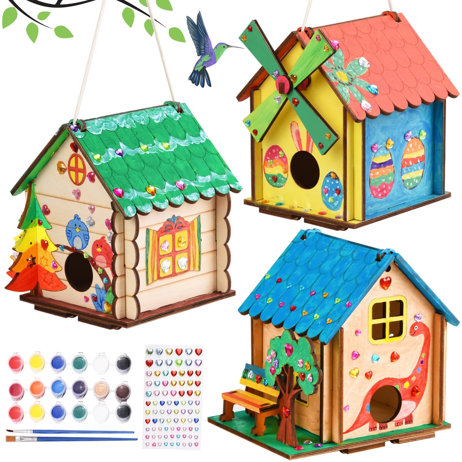 THWAS-LIGHT bird house kit assembly for kids boosts creativity with sturdy wood frames.