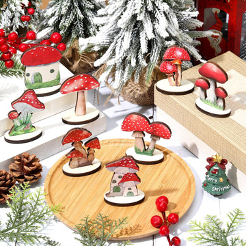 Thyle baby shower decor mushrooms enliven centerpiece tables and photo areas.