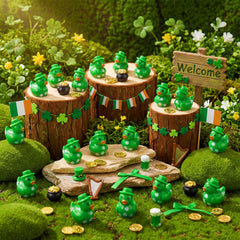 Thyle table decor with a cluster of green shamrock ducks