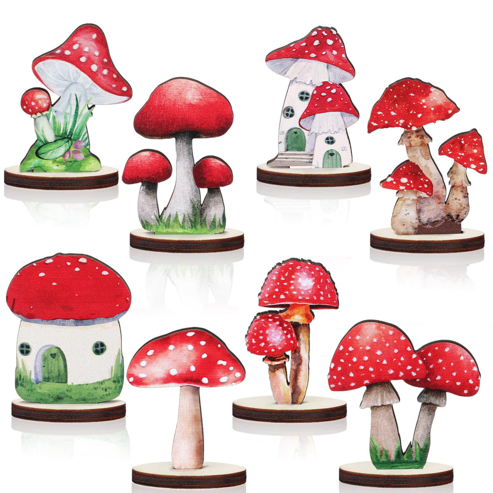 Thyle wooden mushroom centerpiece assembly enhances table decor with whimsical forest charm.